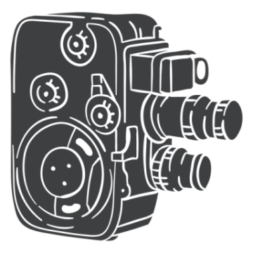 a black and white drawing of a camera