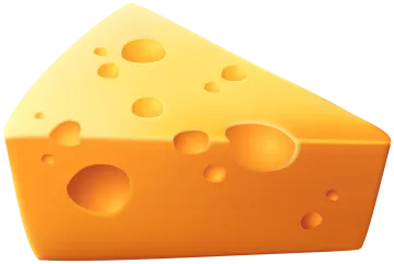 a piece of cheese on a white background