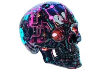 an image of a skull made out of electronic components