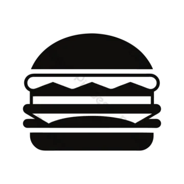 a black and white silhouette of a hamburger