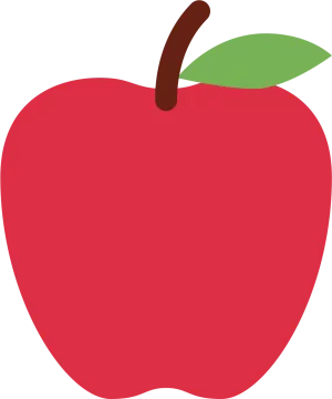 an apple with a green leaf on it