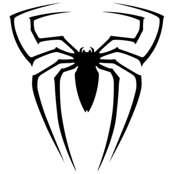 a black and white spider logo