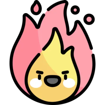 a cartoon fire with pink and yellow flames