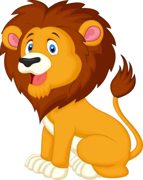 a cartoon lion sitting down