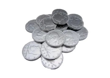 a pile of silver coins