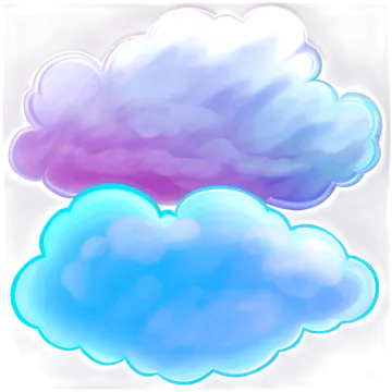 two blue and pink clouds on a white background