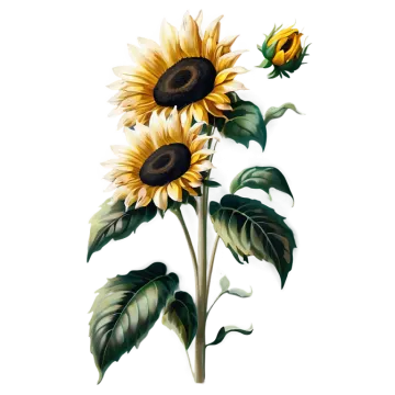 two sunflowers on a white background