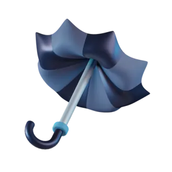 a blue umbrella on a white background