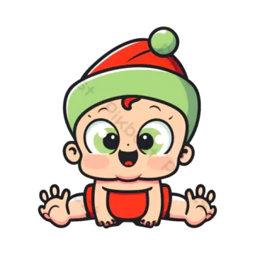 a cartoon baby wearing a santa hat