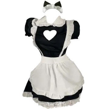 a black and white maid costume with a bow