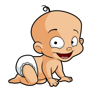 a cartoon baby sitting on the ground