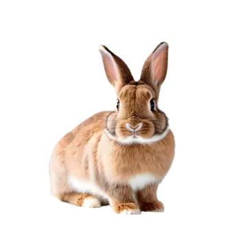 a brown rabbit sitting on top of a white surface