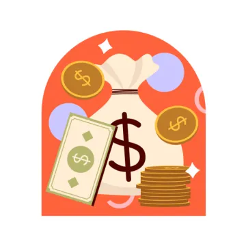 a bag full of money and coins