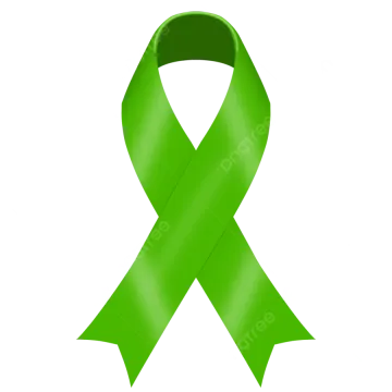 a green ribbon on a white background