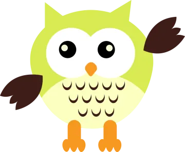a green and brown owl with big eyes