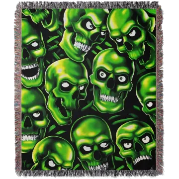 a green skull pattern on a black background
