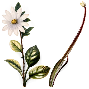 a white flower with green leaves on it