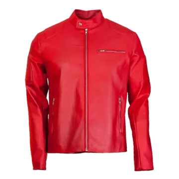 a red leather jacket