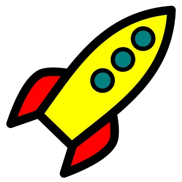 an image of a yellow and red rocket