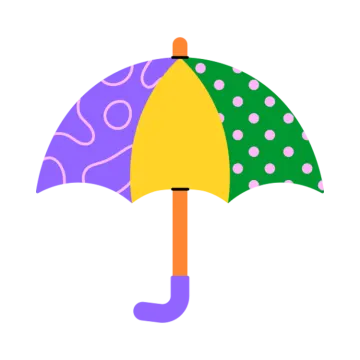 a colorful umbrella with polka dots on it