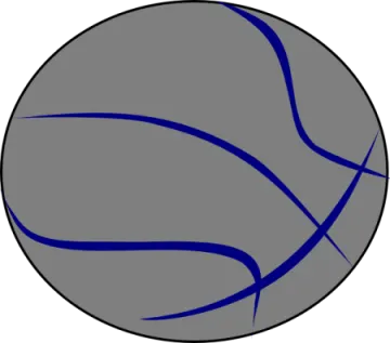 a basketball ball with blue lines on it