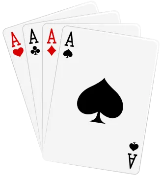 four aces playing cards on white background