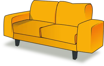 an orange couch on a white background