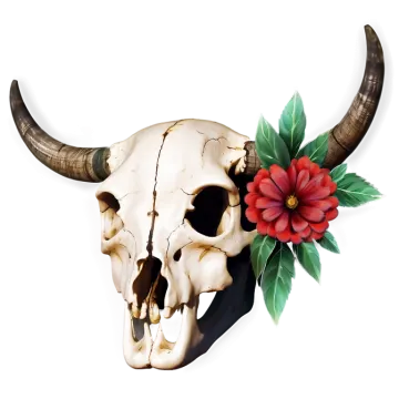a skull with a flower on it's head