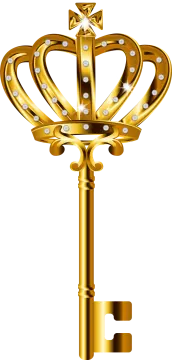 a golden key with diamonds on it