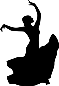 a black and white silhouette of a woman dancing