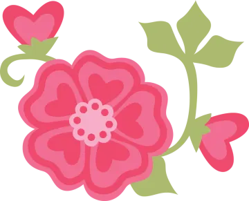 a pink flower with green leaves on it
