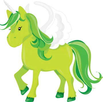 an illustration of a green unicorn