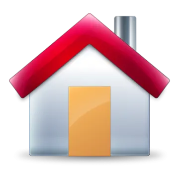 a house icon with a red roof