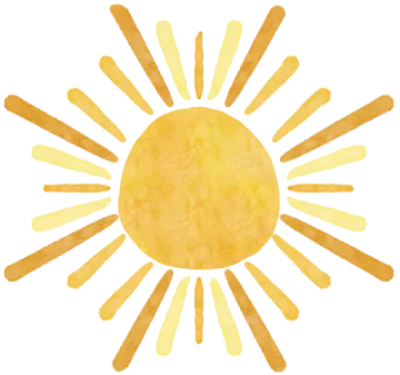 a watercolor sun on a white background