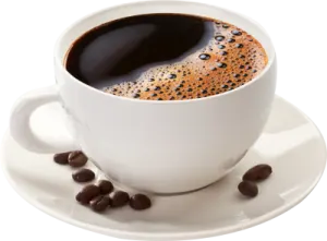 a cup of coffee on a saucer