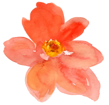 a watercolor painting of an orange flower