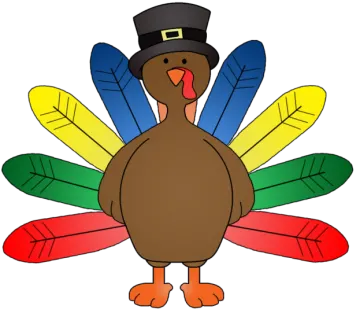 a turkey wearing a pilgrim hat and feathers