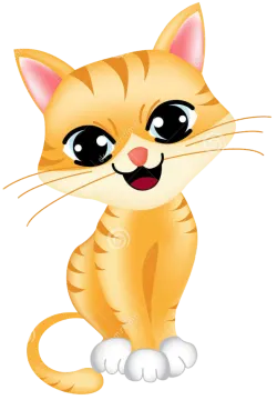 a cartoon cat with big eyes sitting on the floor
