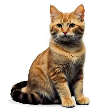 a brown and black cat sitting on the ground