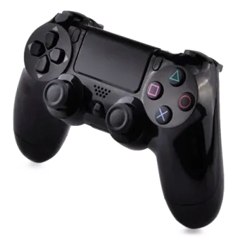 a black controller on a white background
