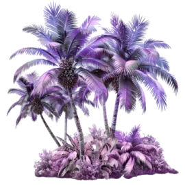 a bunch of purple palm trees