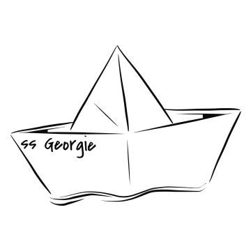 a paper boat with the word's george written on it