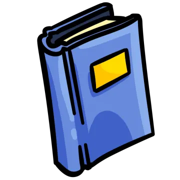 a blue book with a yellow cover