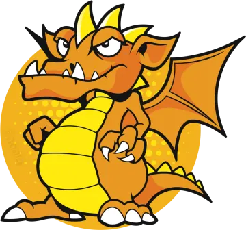 a cartoon dragon with its head in the shape of a ball
