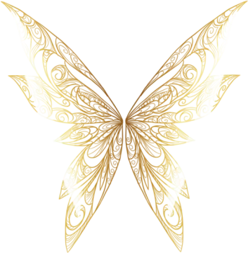 a gold butterfly with intricate patterns