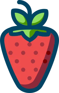 a strawberry with a green leaf on top