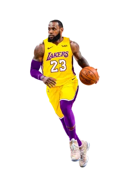 a man in a lakers uniform holding a basketball ball