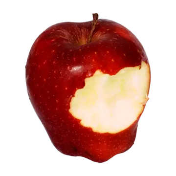 an apple with a bite in the middle