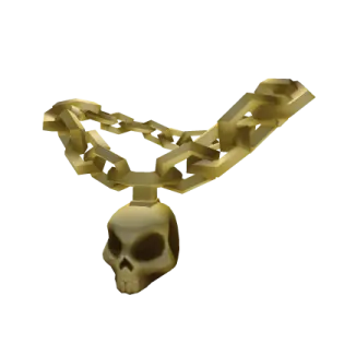 a gold necklace with a skull on it