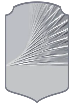 a silver shield with a white background